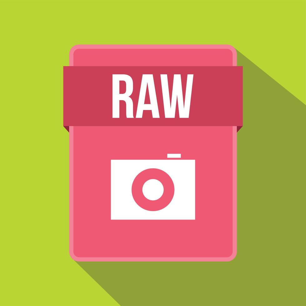 RAW file icon, flat style vector