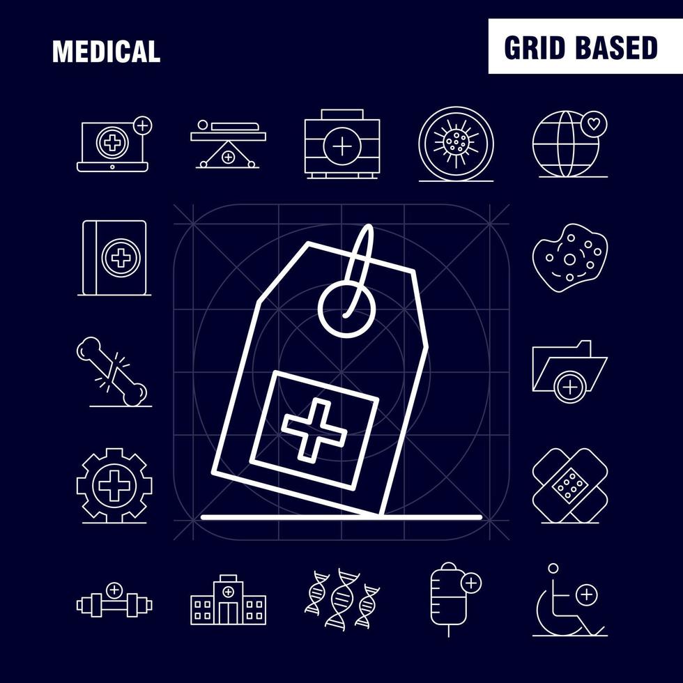 Medical Line Icons Set For Infographics Mobile UXUI Kit And Print Design Include Dna Test Medical Lab Medical Building Hospital Plus Eps 10 Vector