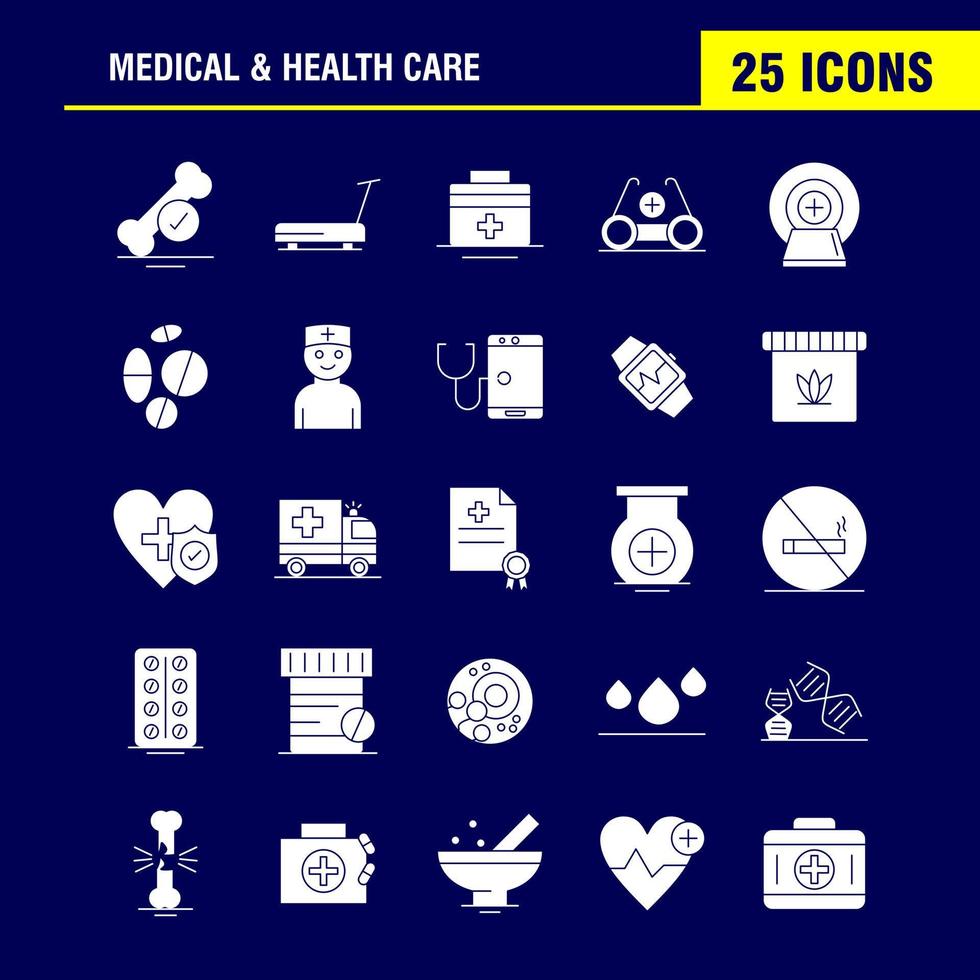 Medical And Health Care Solid Glyph Icon for Web Print and Mobile UXUI Kit Such as Medical Bone Health Hospital Medical Fitness Gym Machine Pictogram Pack Vector