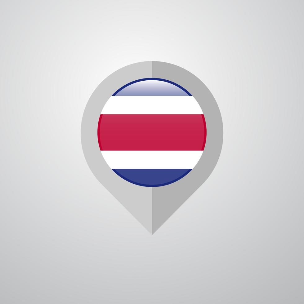 puntero de navegación de mapa con vector de diseño de bandera de costa rica