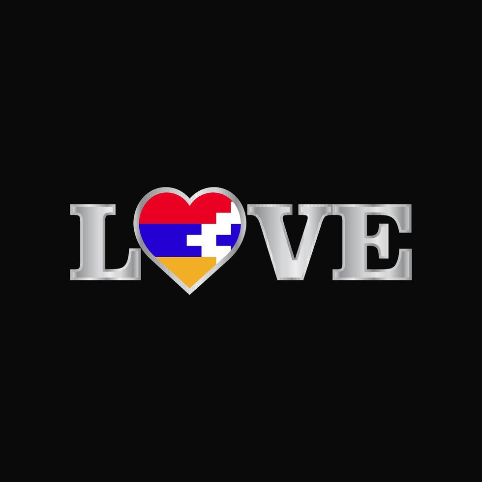 Love typography with Nagorno Karabakh Republic flag design vector