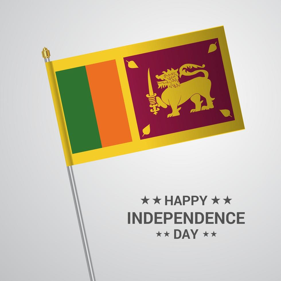 diseño tipográfico del día de la independencia de sri lanka con vector de bandera