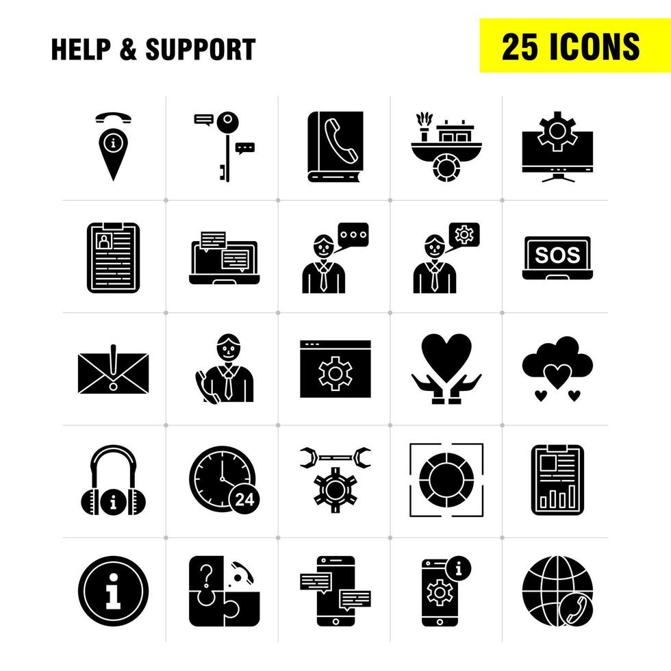 Help And Support Solid Glyph Icon for Web Print and Mobile UXUI Kit Such as Setting Gear Seo Mobile Information Setting Seo Board Pictogram Pack Vector