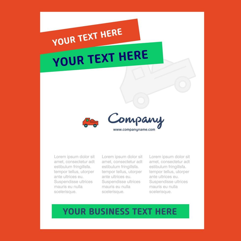 Truck Title Page Design for Company profile annual report presentations leaflet Brochure Vector Background
