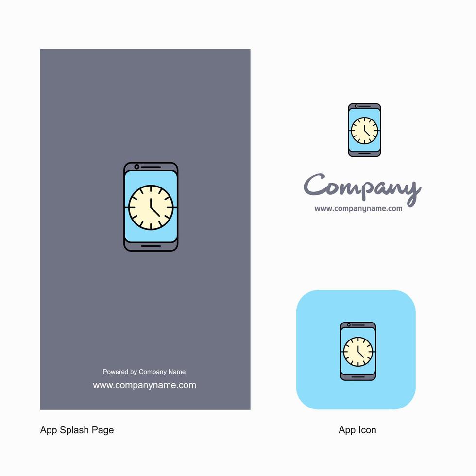 Clock Company Logo App Icon and Splash Page Design Creative Business App Design Elements vector