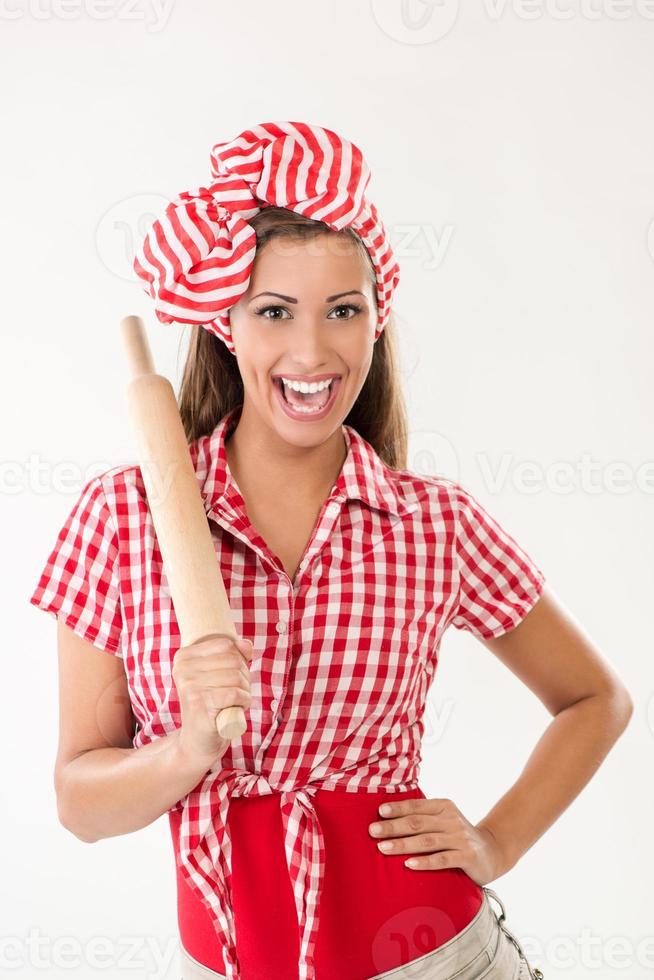 Girl With Rolling Pin 14155866 Stock Photo at Vecteezy