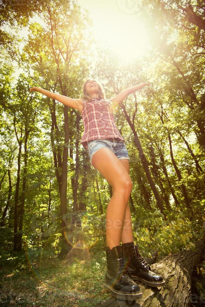 Cheerful Girl In The Forest photo