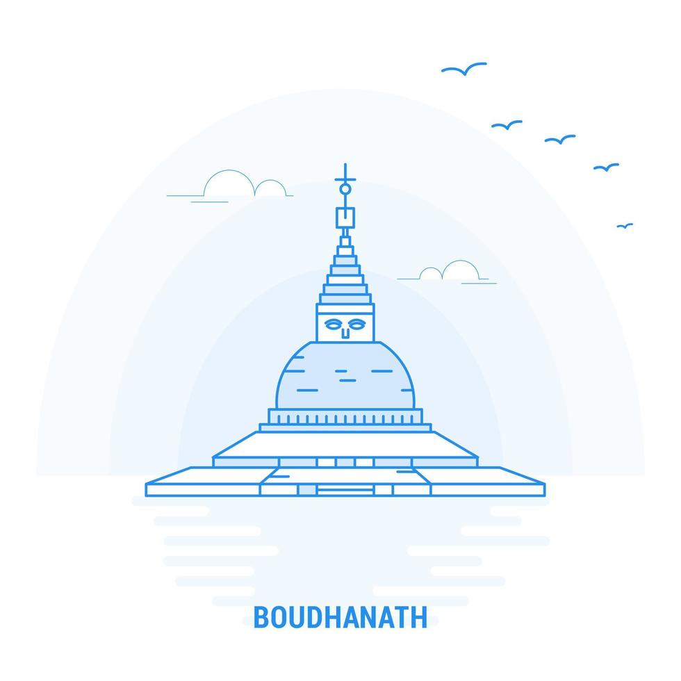 BOUDHANATH Blue Landmark Creative background and Poster Template vector
