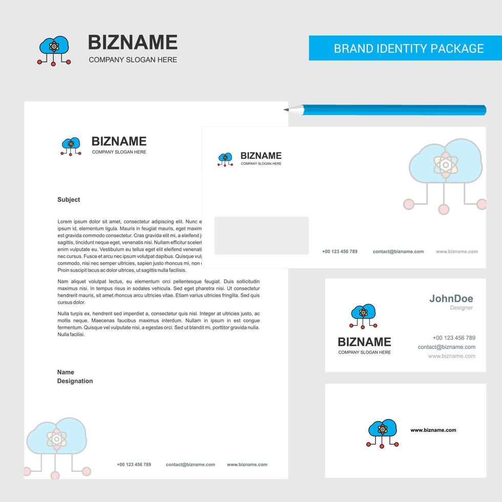 Cloud computing Business Letterhead Envelope and visiting Card Design vector template