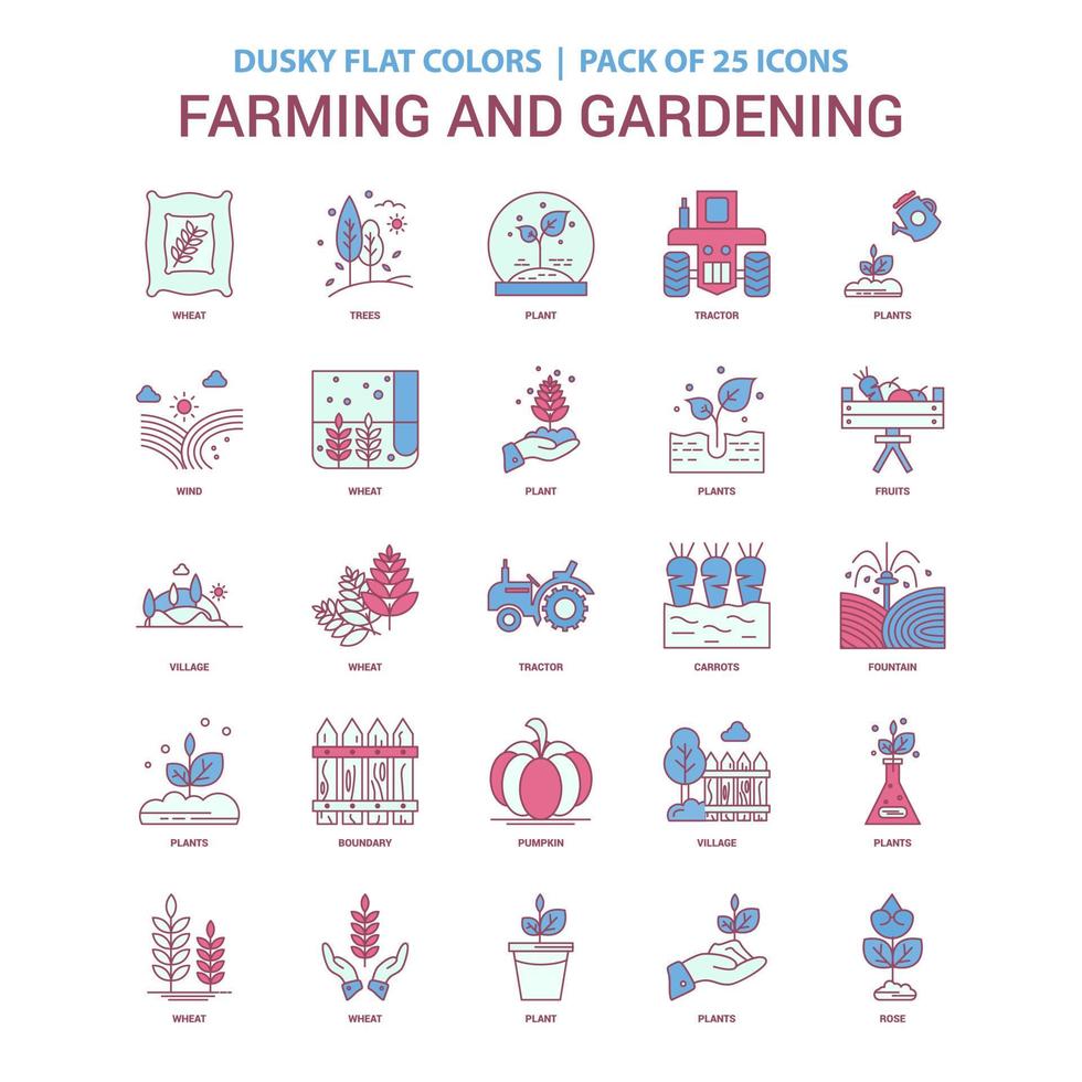 Farming and Gardening icon Dusky Flat color Vintage 25 Icon Pack vector