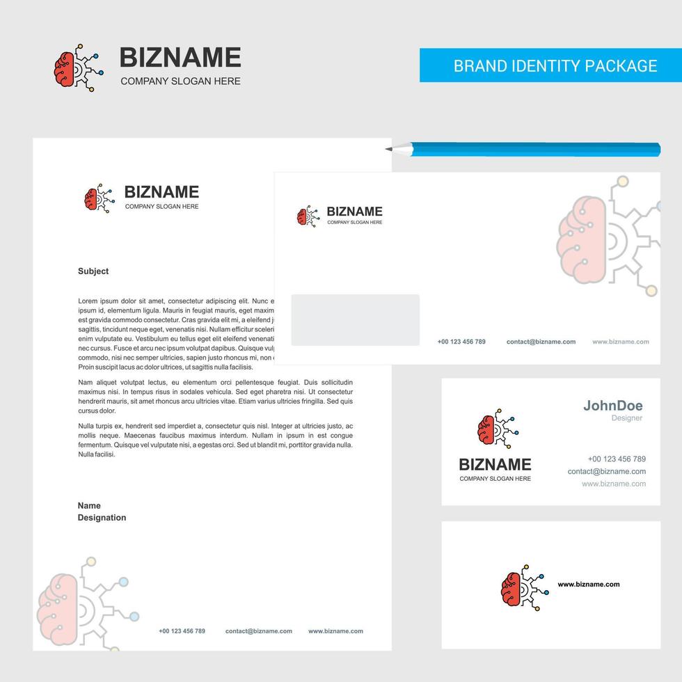 sobre de membrete de negocios de neuronas y plantilla de vector de diseño de tarjeta de visita