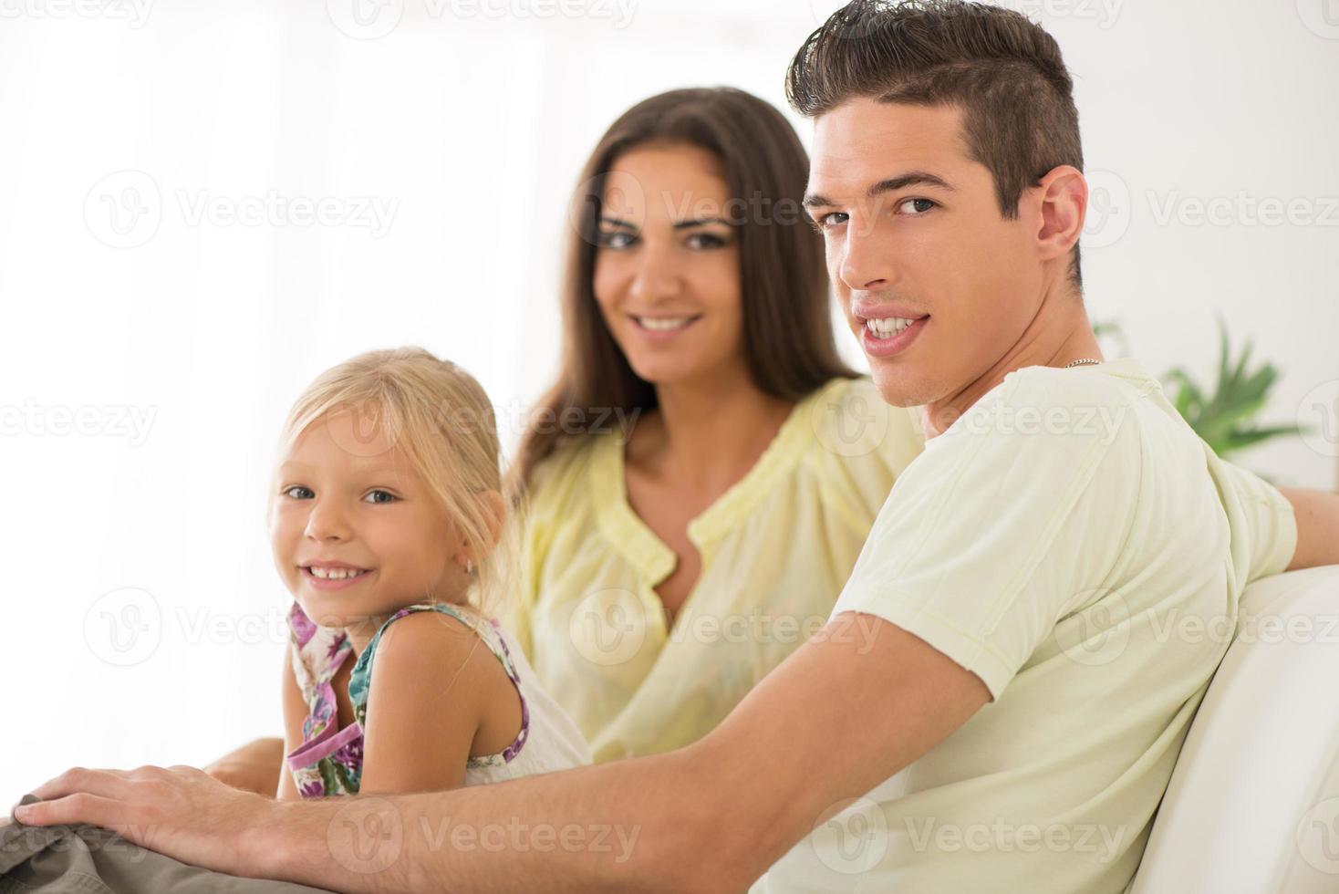 Happy family at home photo