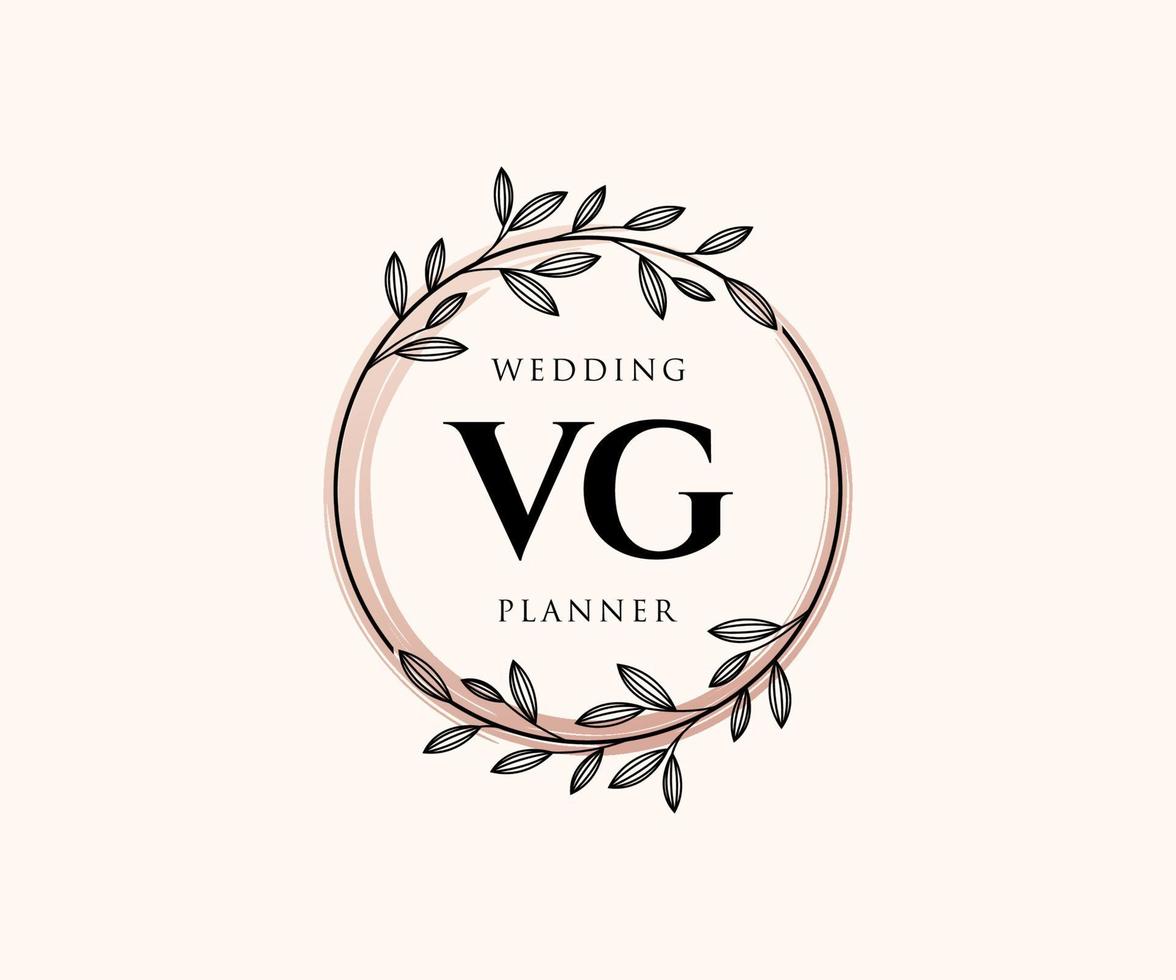 VG Initials letter Wedding monogram logos collection, hand drawn modern minimalistic and floral templates for Invitation cards, Save the Date, elegant identity for restaurant, boutique, cafe in vector