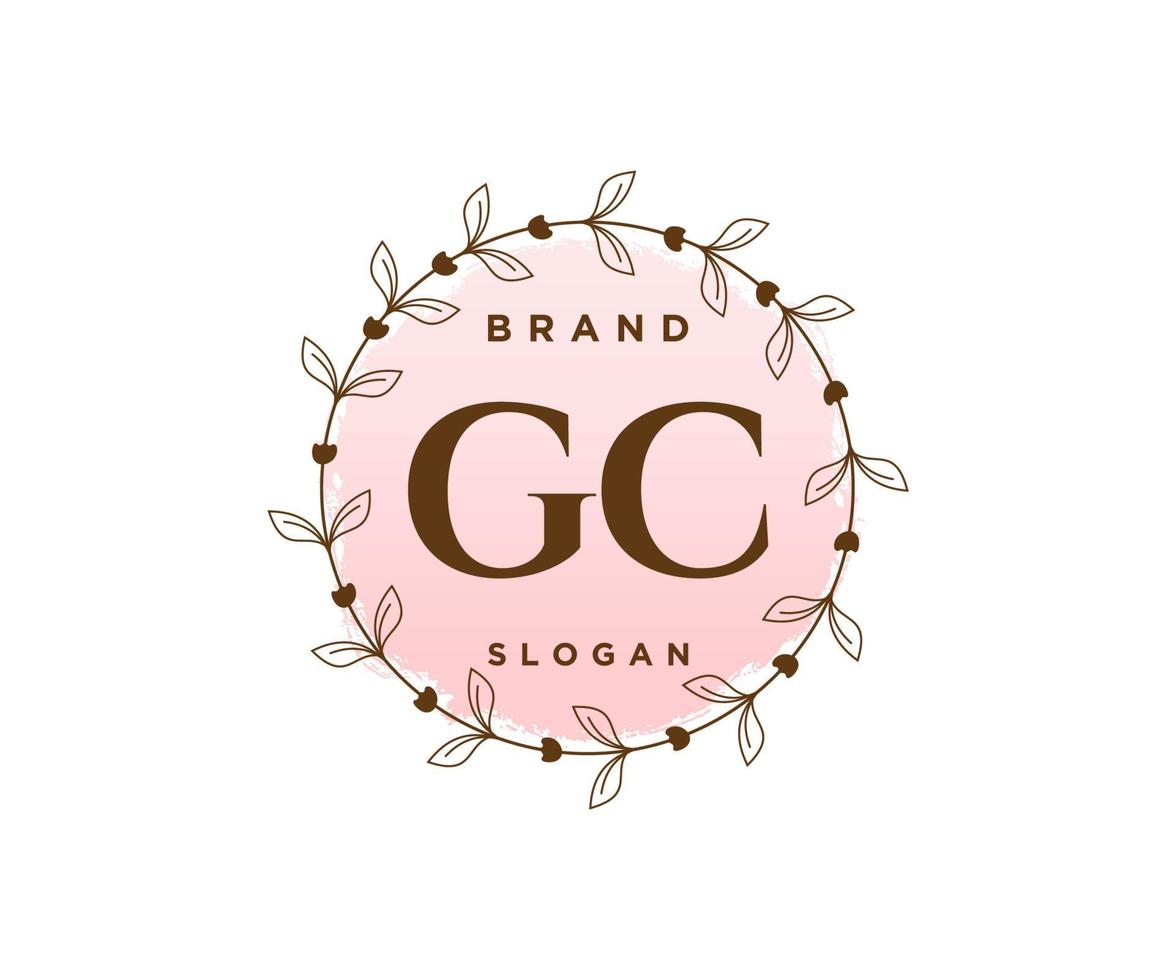 Initial GC feminine logo. Usable for Nature, Salon, Spa, Cosmetic and Beauty Logos. Flat Vector Logo Design Template Element.