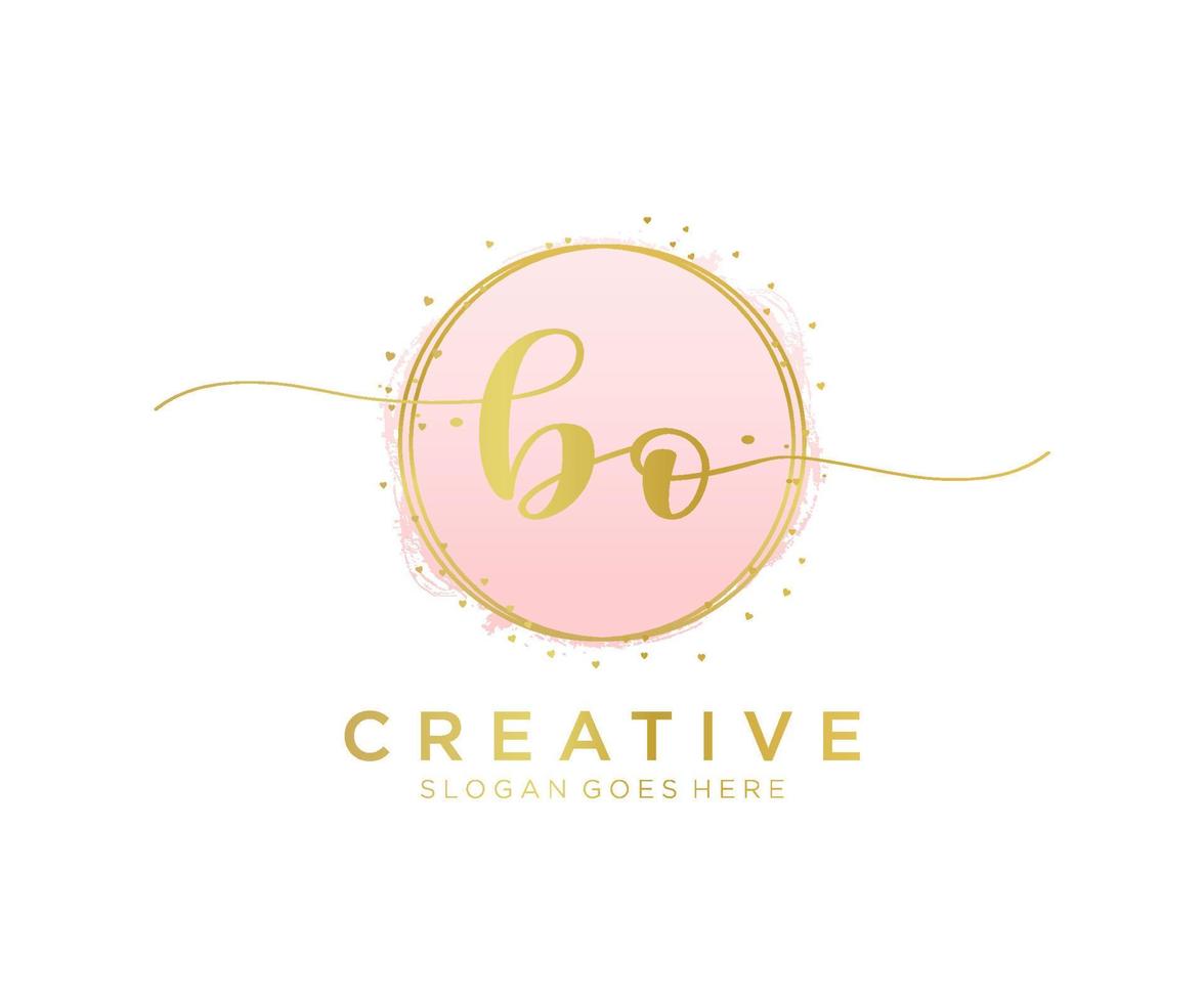 logo bo femenino inicial. utilizable para logotipos de naturaleza, salón, spa, cosmética y belleza. elemento de plantilla de diseño de logotipo de vector plano.