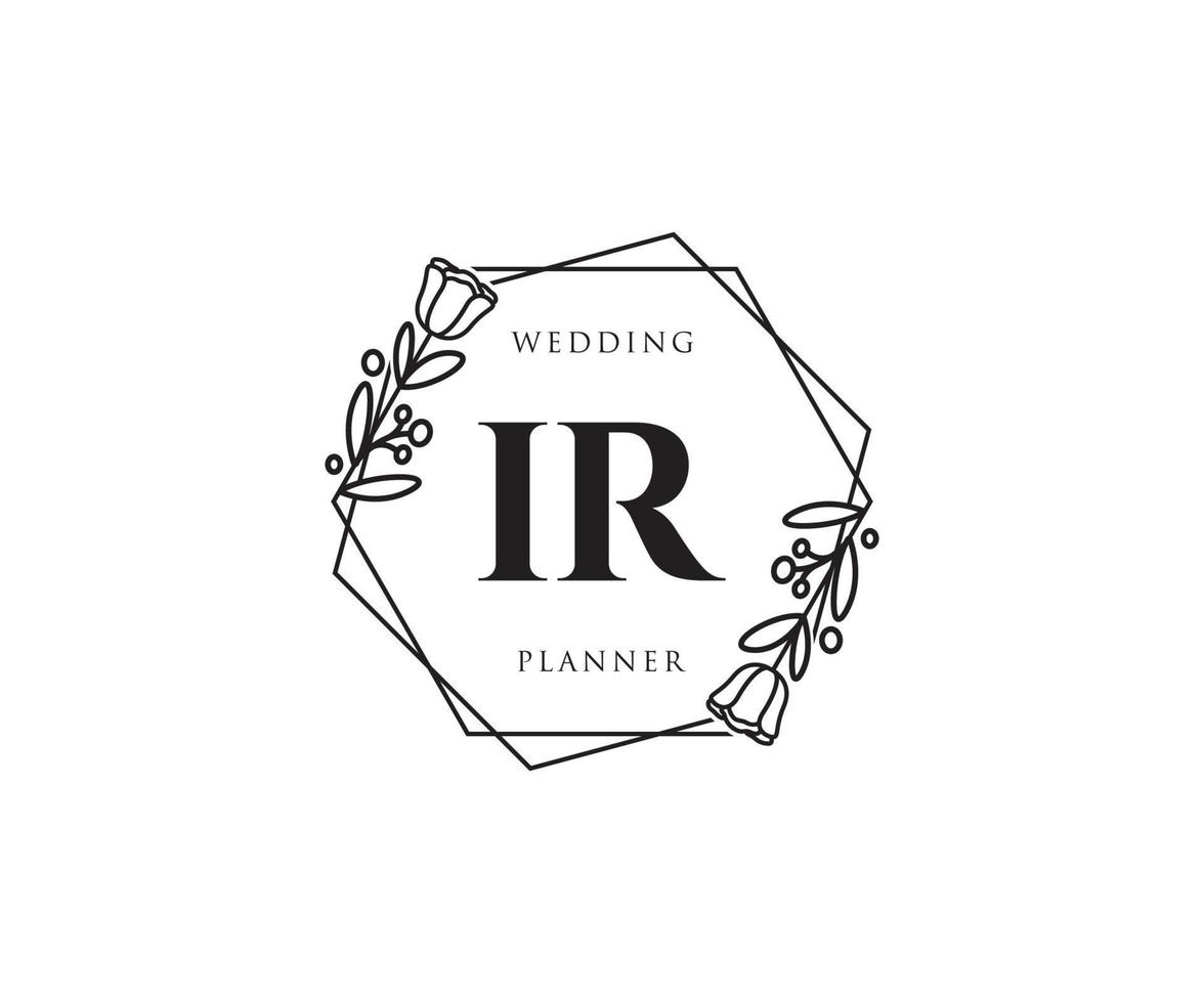 Initial IR feminine logo. Usable for Nature, Salon, Spa, Cosmetic and Beauty Logos. Flat Vector Logo Design Template Element.