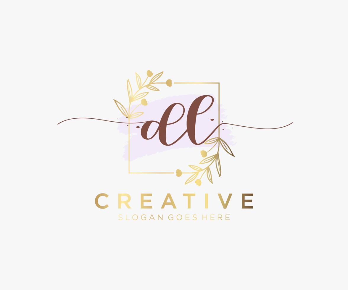 Initial DL feminine logo. Usable for Nature, Salon, Spa, Cosmetic and Beauty Logos. Flat Vector Logo Design Template Element.