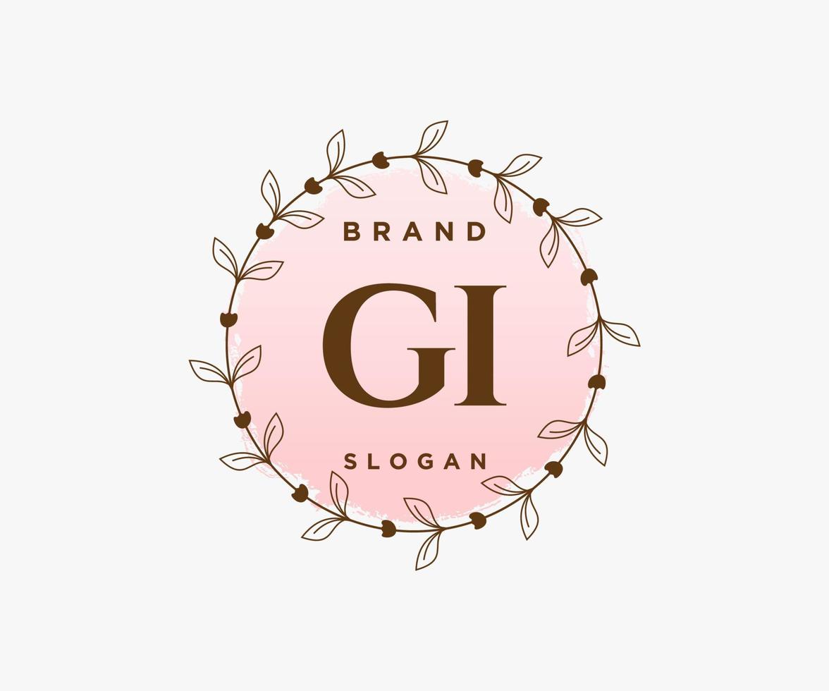 logotipo femenino gi inicial. utilizable para logotipos de naturaleza, salón, spa, cosmética y belleza. elemento de plantilla de diseño de logotipo de vector plano.