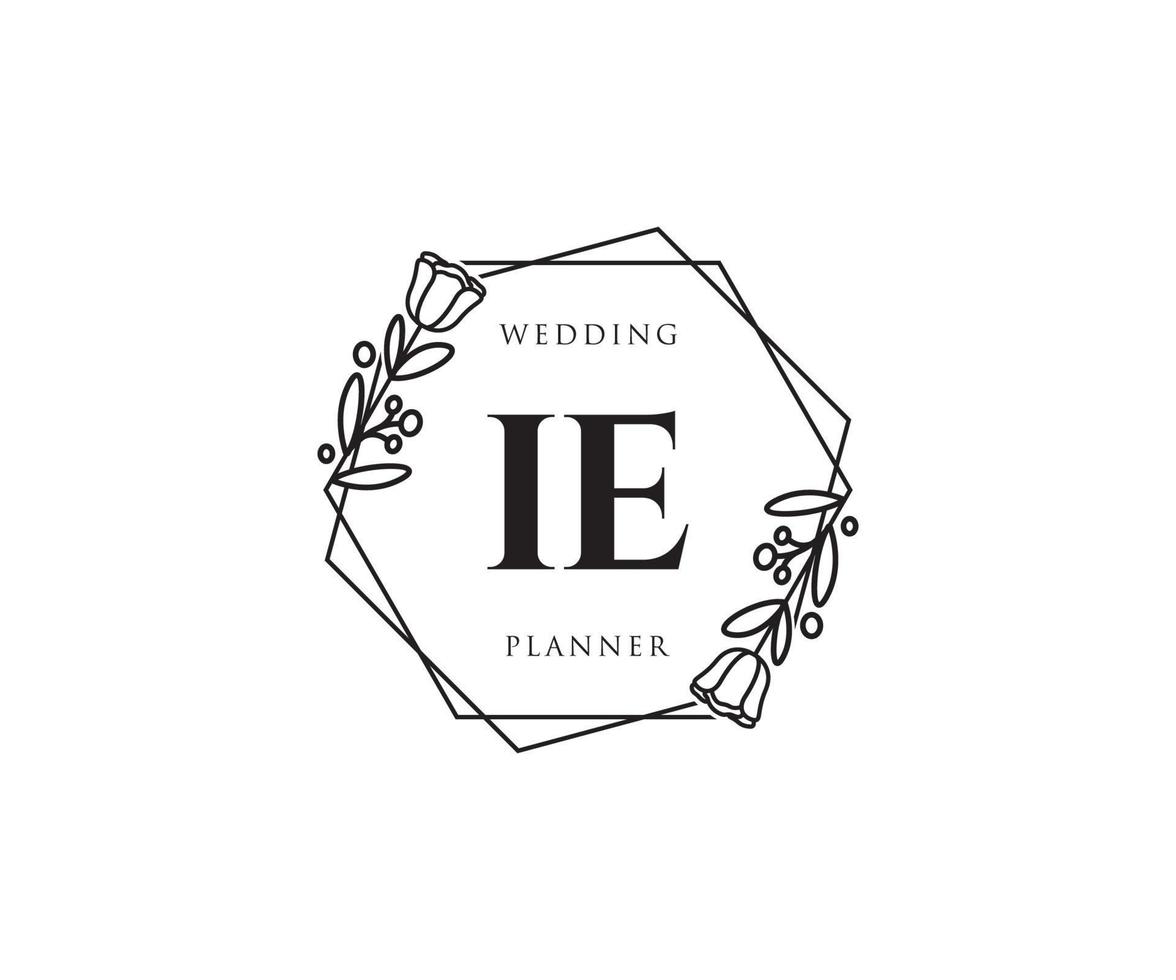 Initial IE feminine logo. Usable for Nature, Salon, Spa, Cosmetic and Beauty Logos. Flat Vector Logo Design Template Element.