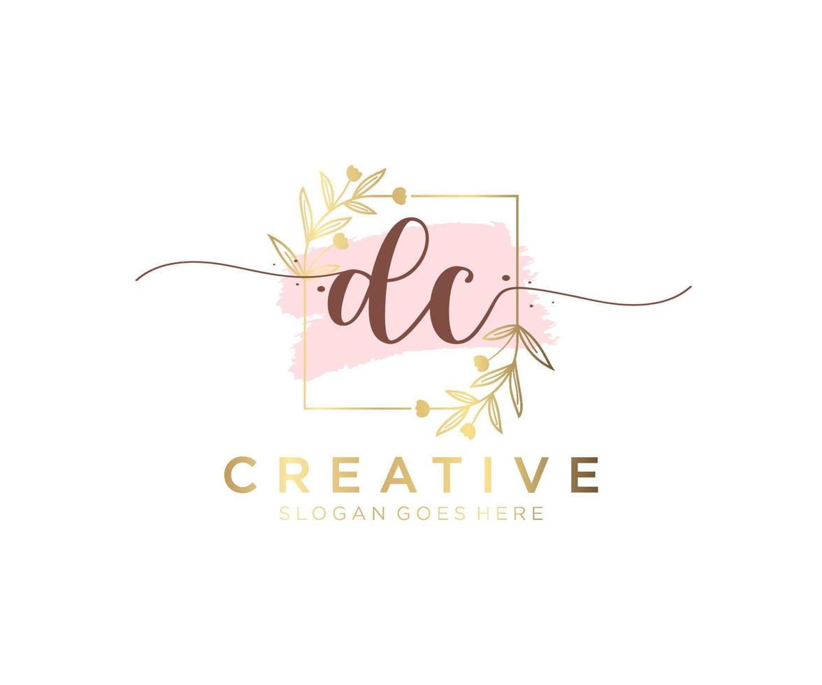 Initial DC feminine logo. Usable for Nature, Salon, Spa, Cosmetic and Beauty Logos. Flat Vector Logo Design Template Element.