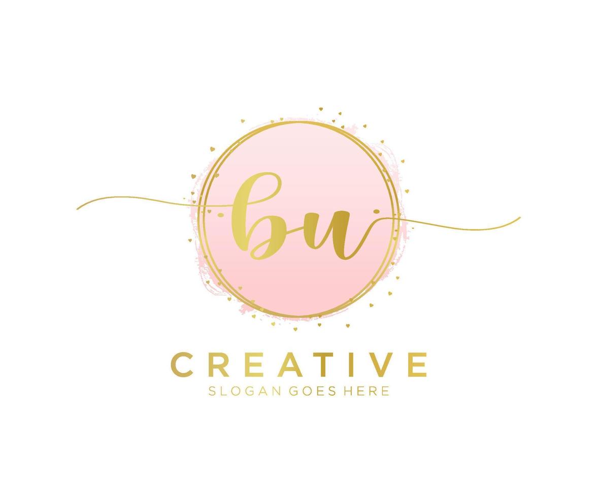 Initial BU feminine logo. Usable for Nature, Salon, Spa, Cosmetic and Beauty Logos. Flat Vector Logo Design Template Element.