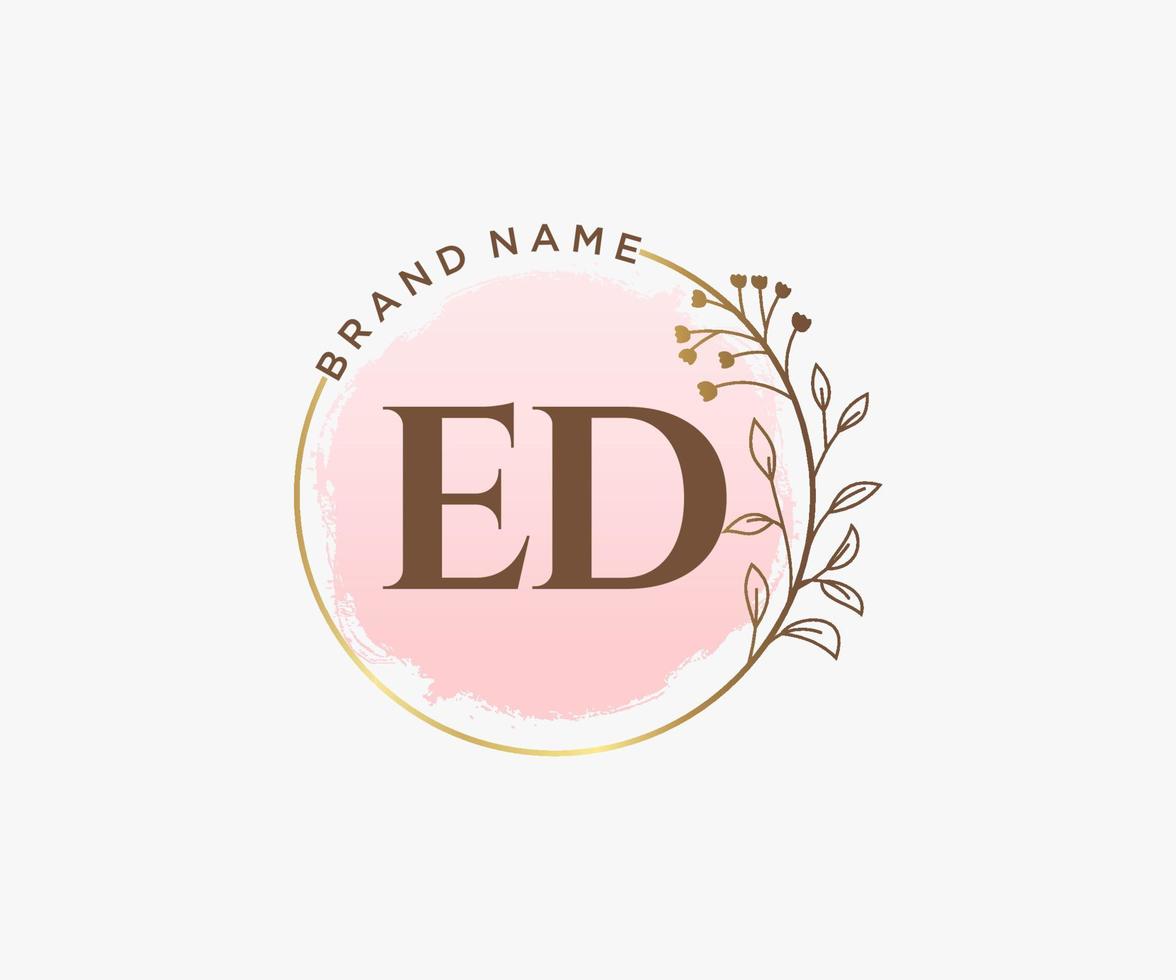 Initial ED feminine logo. Usable for Nature, Salon, Spa, Cosmetic and Beauty Logos. Flat Vector Logo Design Template Element.