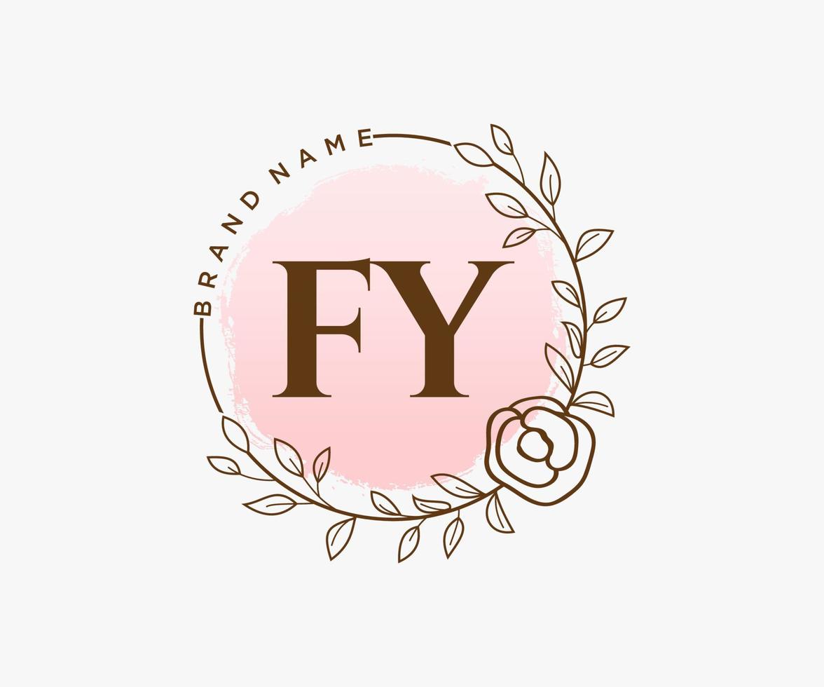 Initial FY feminine logo. Usable for Nature, Salon, Spa, Cosmetic and Beauty Logos. Flat Vector Logo Design Template Element.