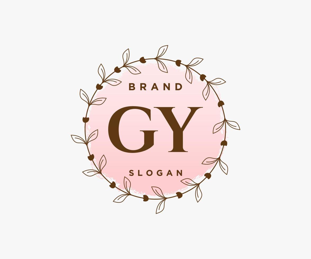 Initial GY feminine logo. Usable for Nature, Salon, Spa, Cosmetic and Beauty Logos. Flat Vector Logo Design Template Element.