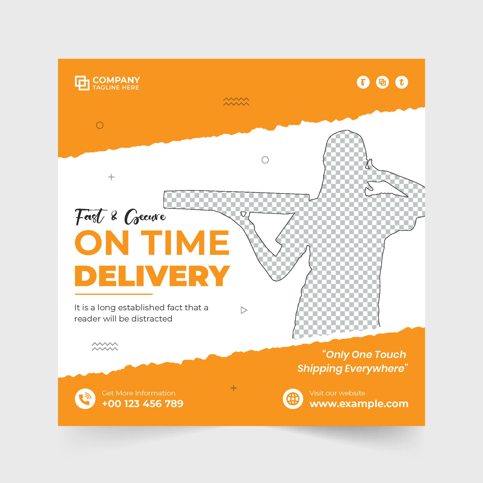 Online delivery service poster design for digital marketing. Courier