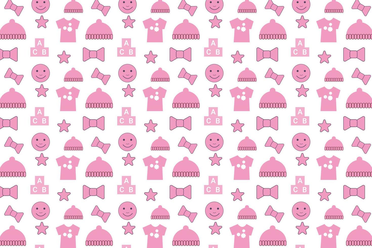 Seamless baby pattern decoration with pink toy elements vector for backdrops. Abstract childish pattern design for book covers, wallpapers, and backgrounds. Endless pattern vector with baby toys.