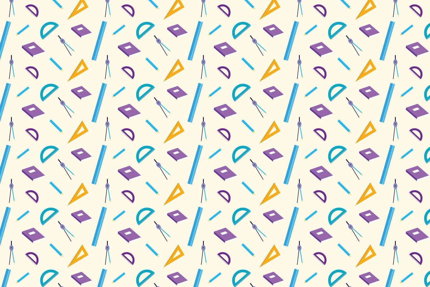 Educational background pattern and texture design for book covers and wallpapers. Seamless study pattern vector with geometric scales, compass, and book icons. Abstract pattern backdrop for education.