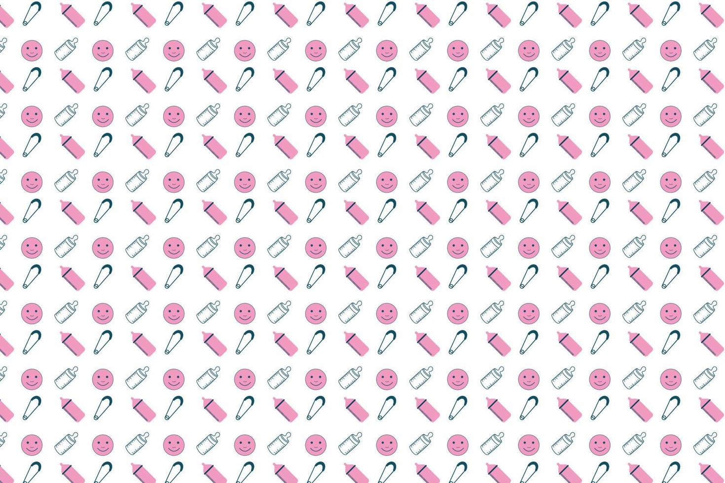 Endless baby pattern background design for backdrops, wallpapers, and book covers. Seamless childish pattern decoration with smiling faces and baby feeder icons. Abstract kid's pattern vector. vector