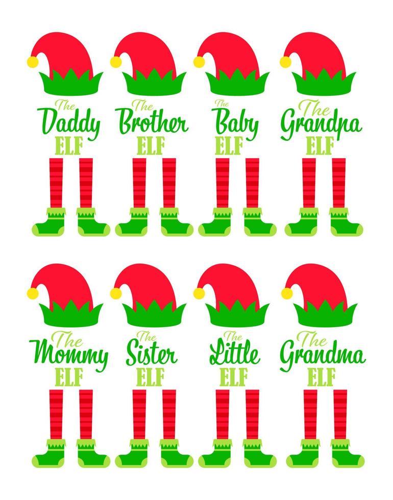 conjunto de familia de duendes navideños vector