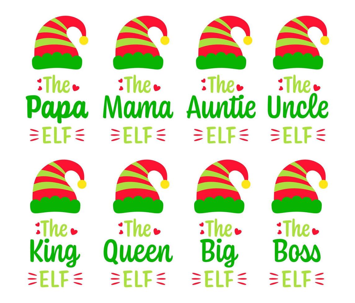 conjunto de familia de duendes navideños vector