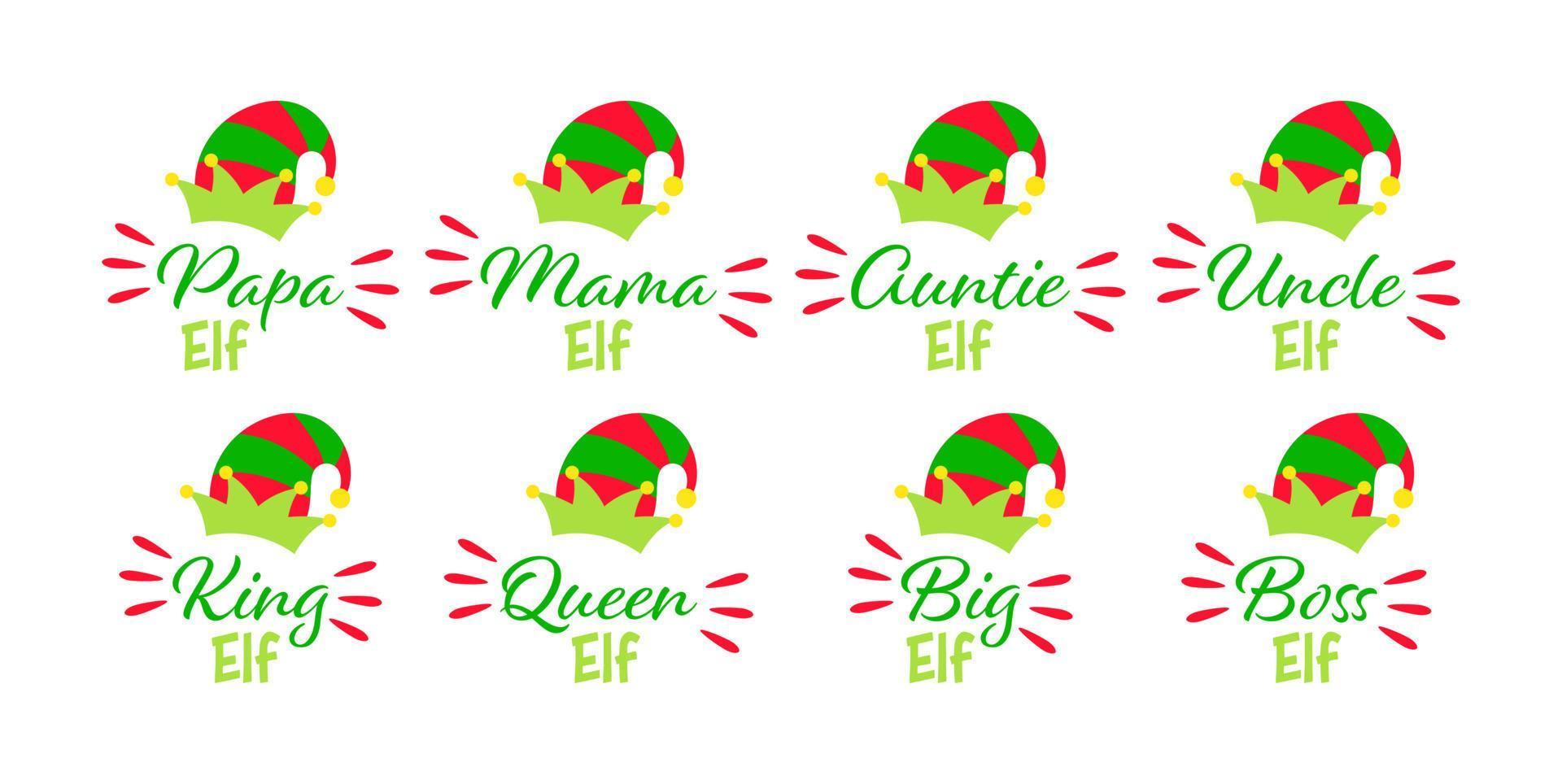 conjunto de familia de duendes navideños vector