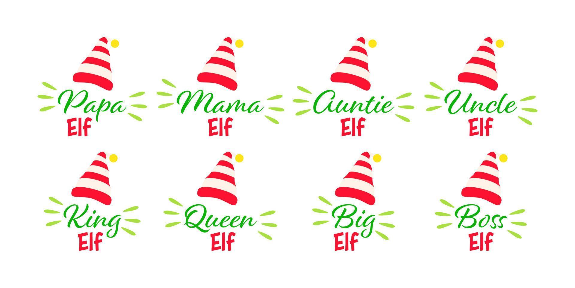 conjunto de familia de duendes navideños vector