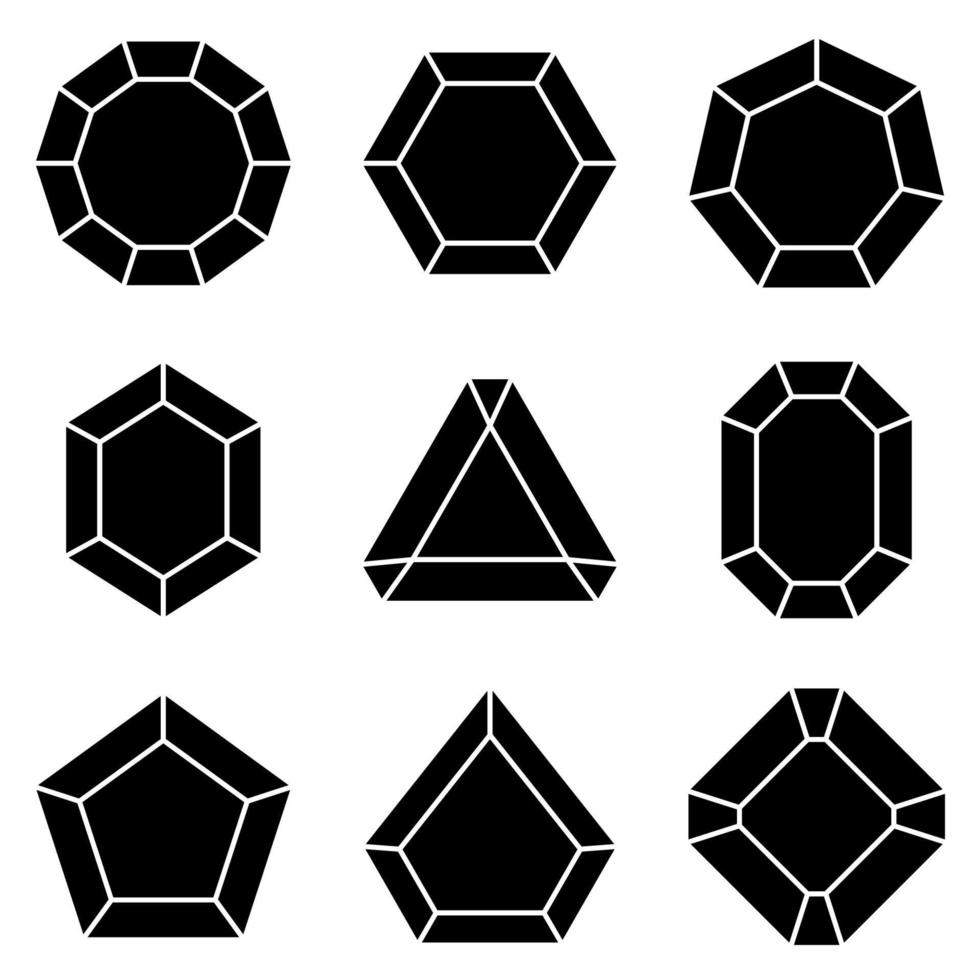 Set of gems in flat style isolated vector