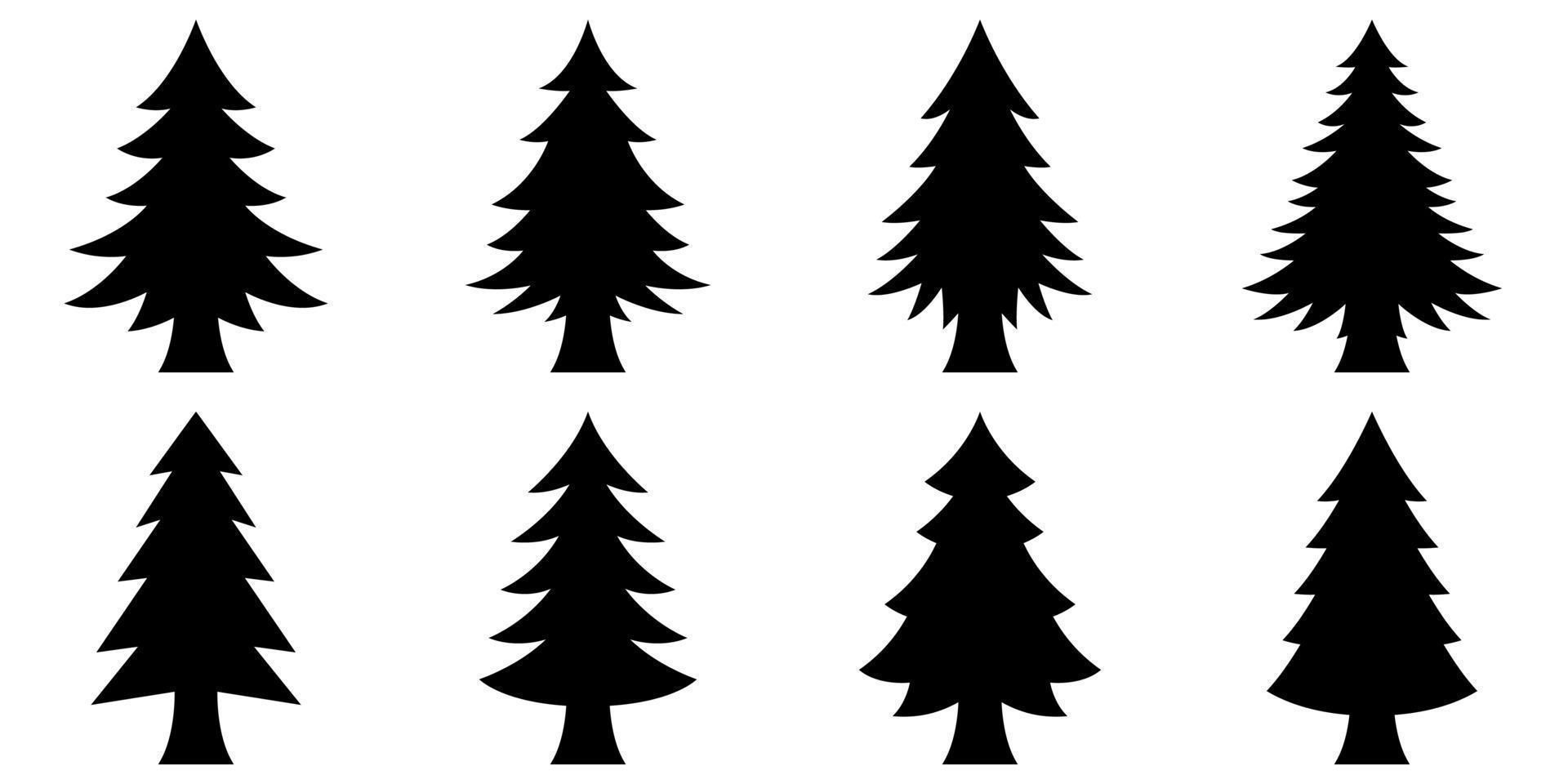 Set of Christmas Tree in flat style isolated vector