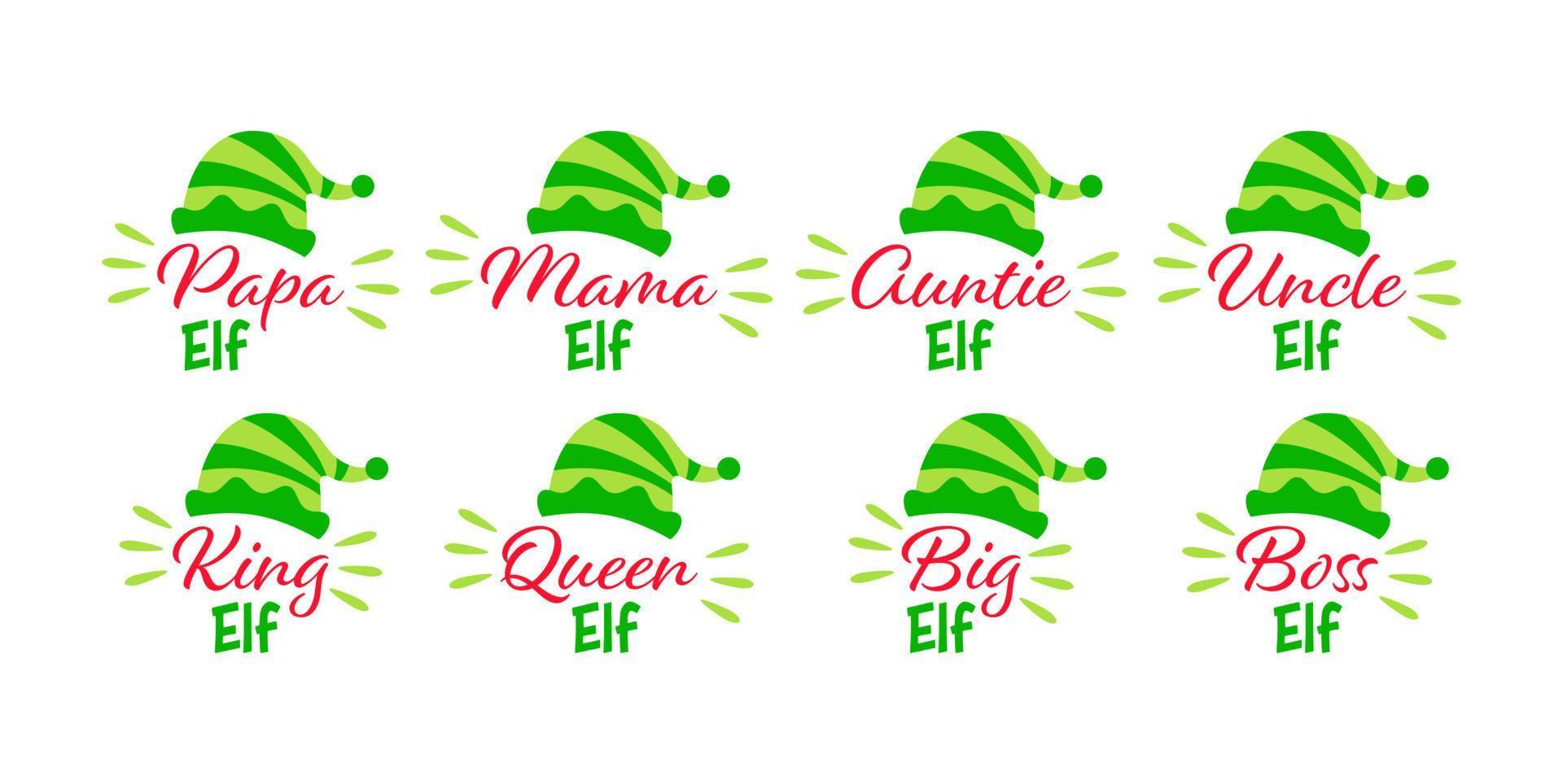 conjunto de familia de duendes navideños vector