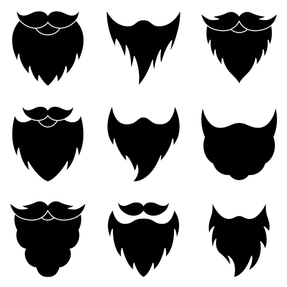 conjunto de barba en estilo plano aislado vector