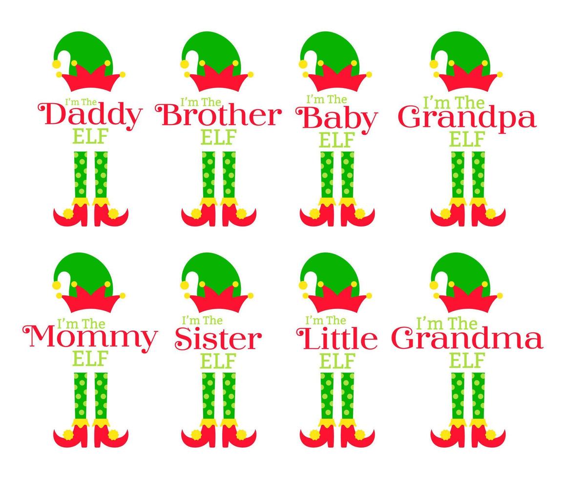 conjunto de familia de duendes navideños vector
