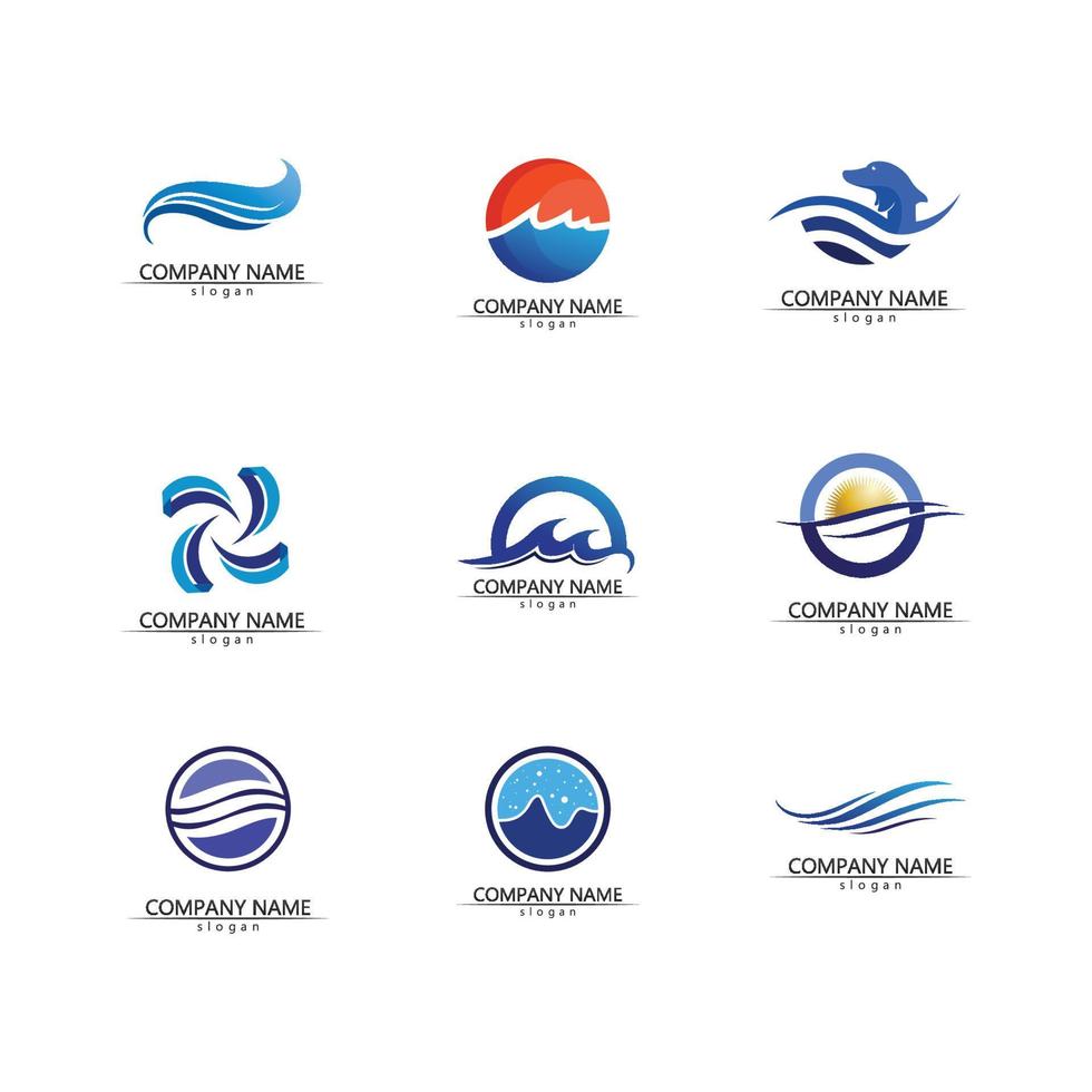 Isolated round shape logo. Blue color logotype. Flowing water image. Sea, ocean, river surface. vector