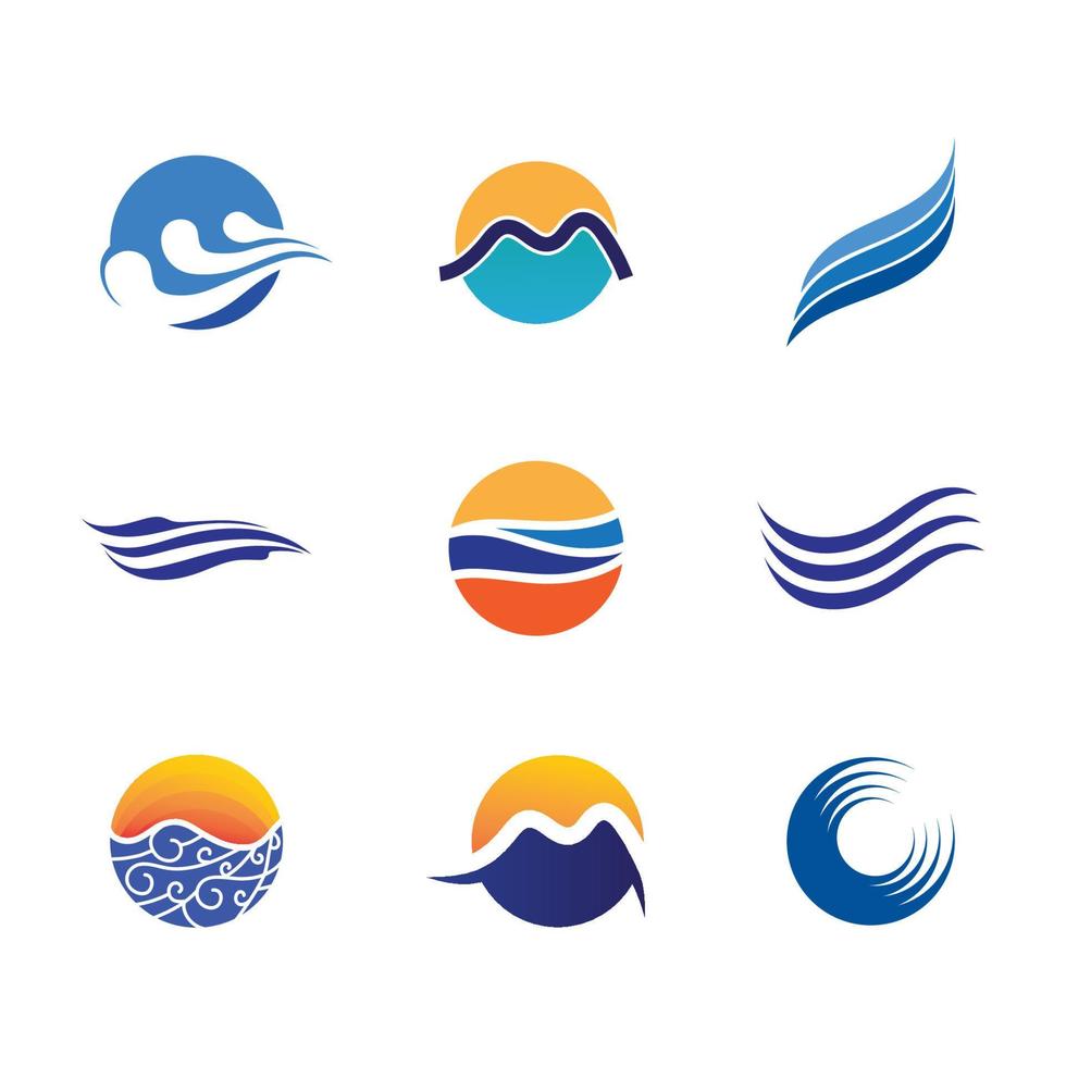 Isolated round shape logo. Blue color logotype. Flowing water image. Sea, ocean, river surface. vector