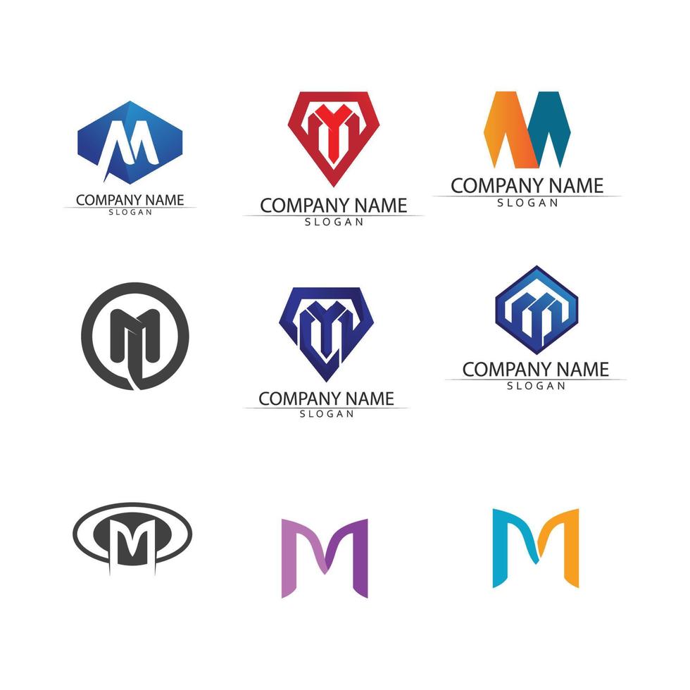 m carta logo diseño vector identidad icono signo