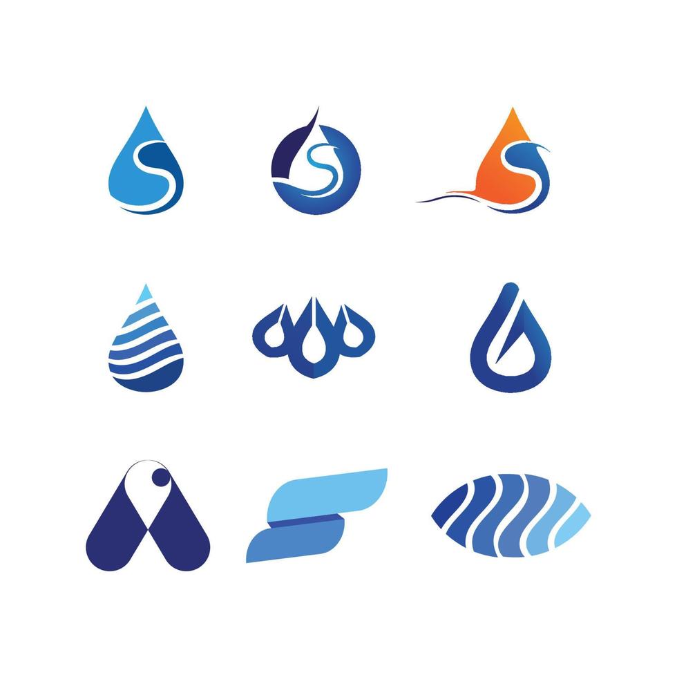 Isolated round shape logo. Blue color logotype. Flowing water image. Sea, ocean, river surface. vector