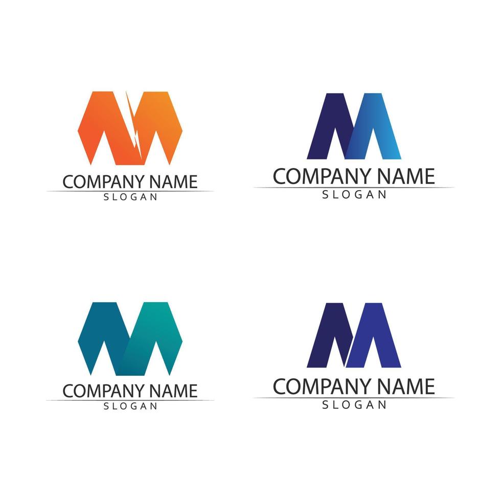 m carta logo diseño vector identidad icono signo