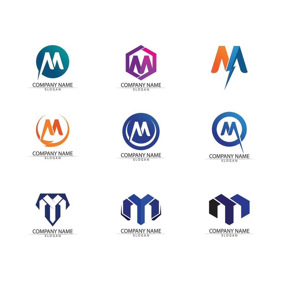 m carta logo diseño vector identidad icono signo