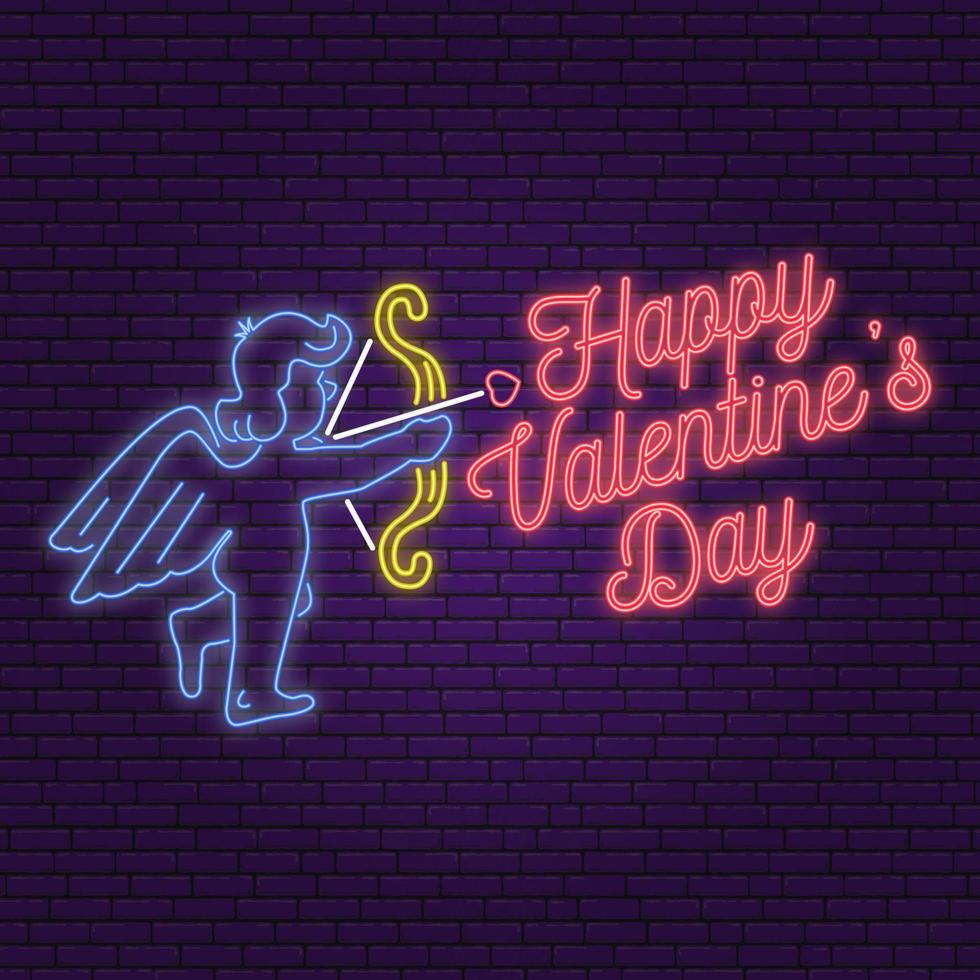 Neon sign, banner for Valentines Day celebrate. vector