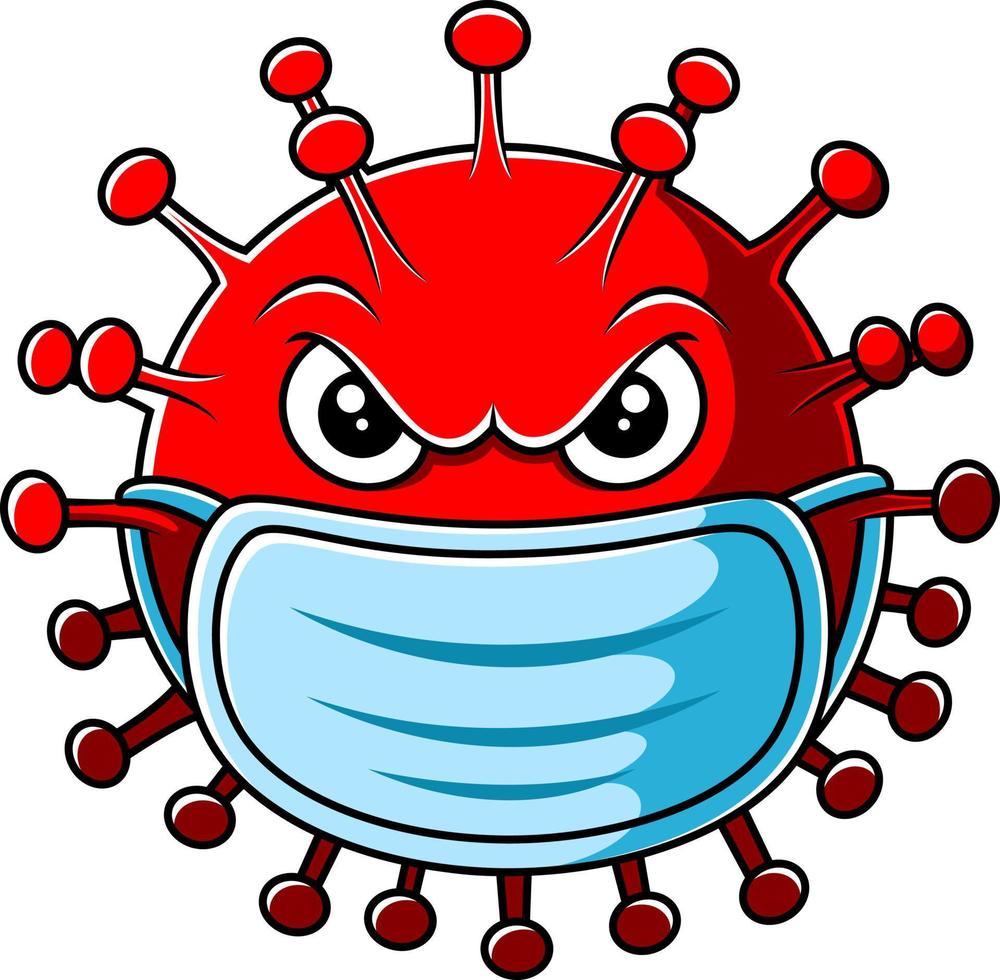 Corona virus character wearing mask vector