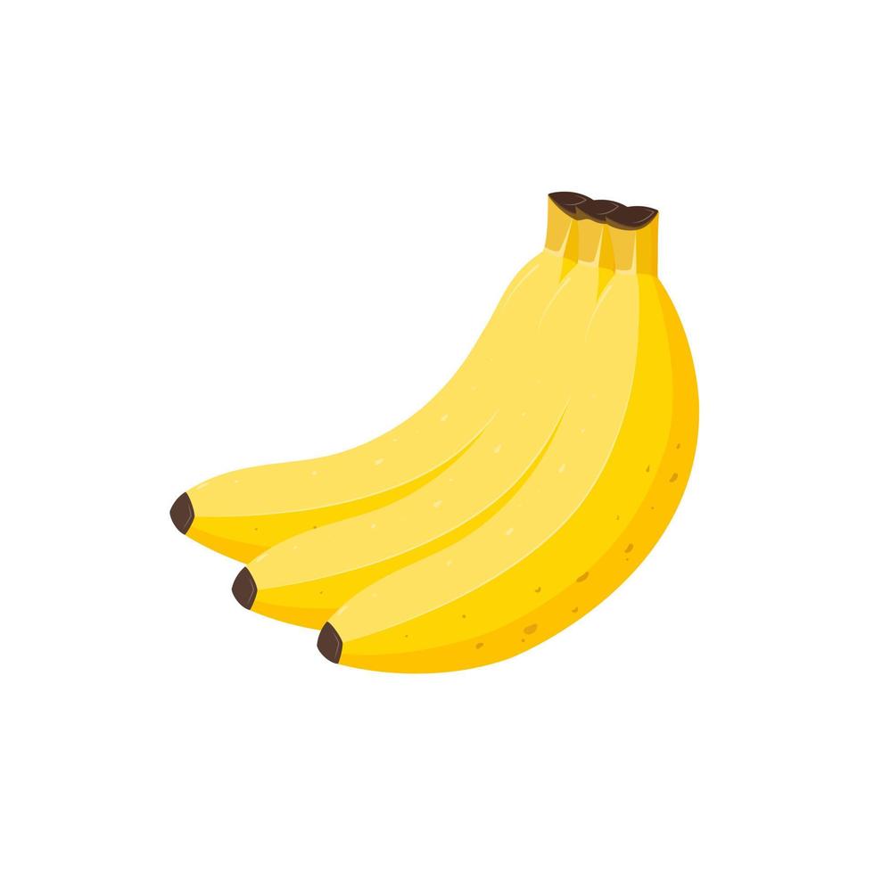 Vector illustration of an isolated bunch of bananas. A ripe yellow fruit.